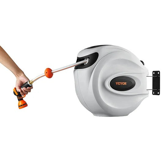 Wall-Mounted Retractable Hose Reel – 130ft x 5/8", Auto Rewind