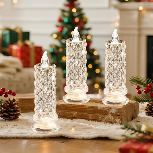 🎁 4-Piece LED Crystal Candleholder Lamp Set - Romantic Desktop Night Light - GleeMart