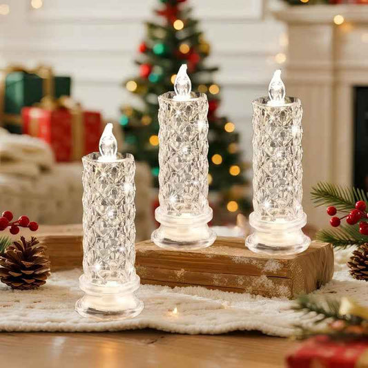 🎁 4-Piece LED Crystal Candleholder Lamp Set - Romantic Desktop Night Light