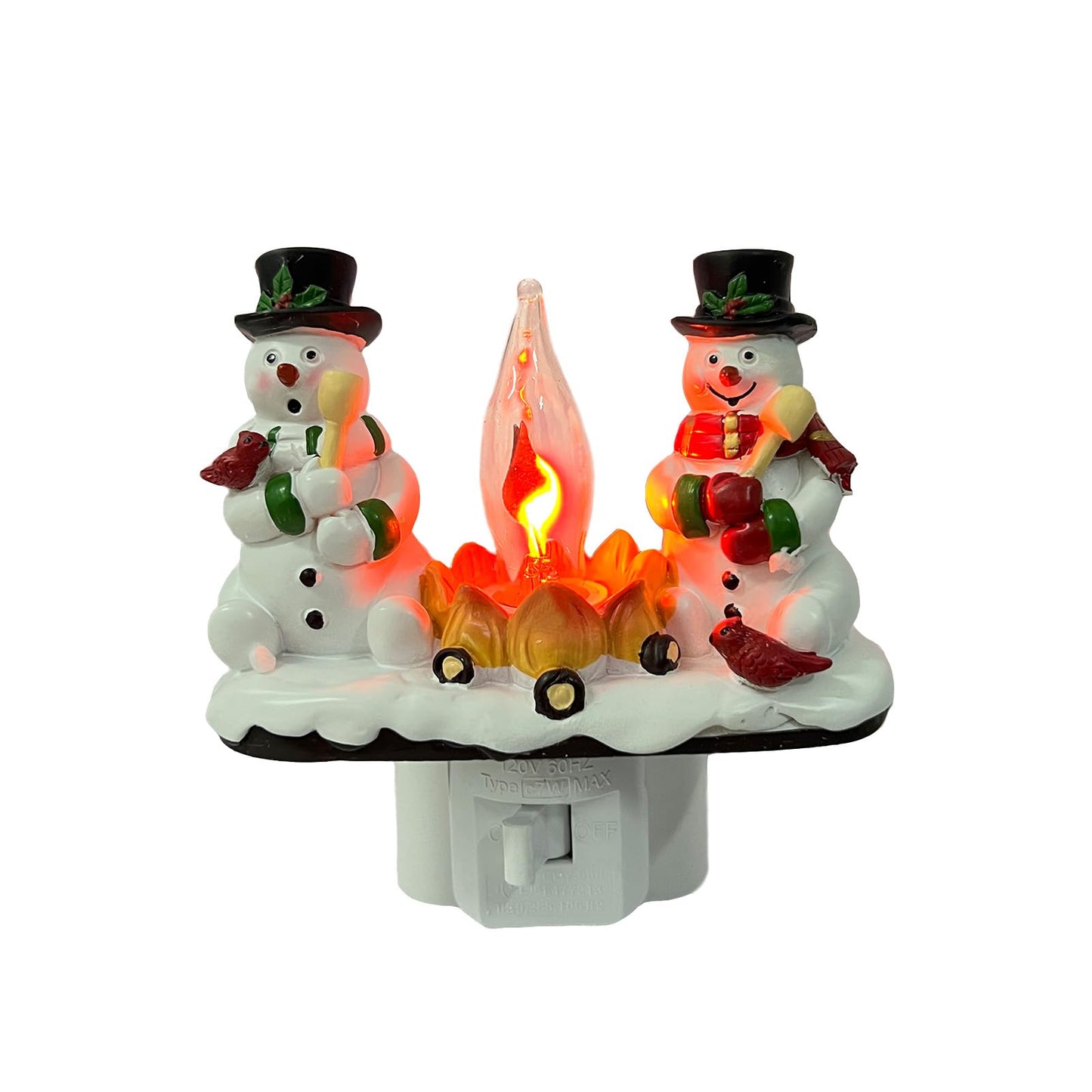 Christmas Snowman Night Light – 3D Campfire Flicker Plug-in Holiday Décor