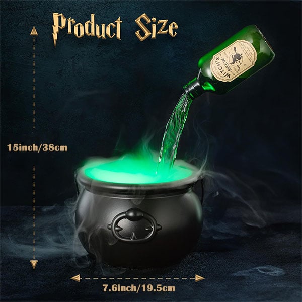 Halloween Decorations Indoor - Witches Cauldron with Magic Floating Potion Bottles & Fog Maker