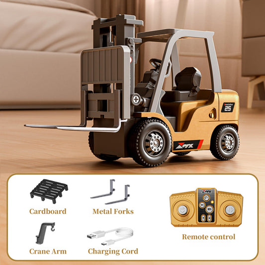 Mini 1:64 RC Crane & Forklift Toy with Lights & Sounds