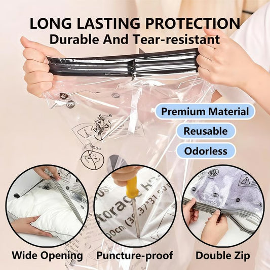 10-Pack Reusable Travel Vacuum Compression Bags