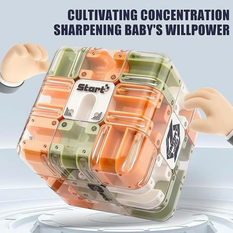 Puzzle 3D en forme de cube et de labyrinthe à billes pour se concentrer et s'amuser en famille 