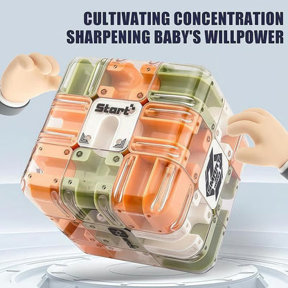 Puzzle 3D en forme de cube et de labyrinthe à billes pour se concentrer et s'amuser en famille 