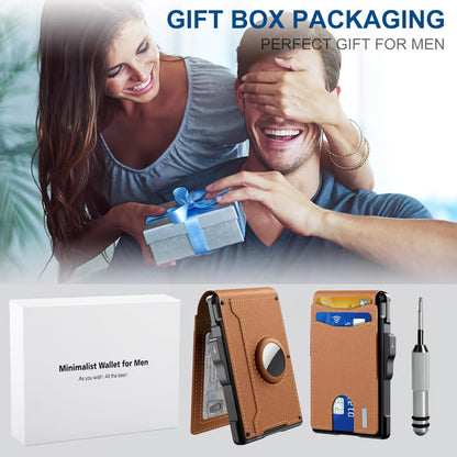 Portefeuille AirTag fin pour homme avec RFID et cartes pop-up 