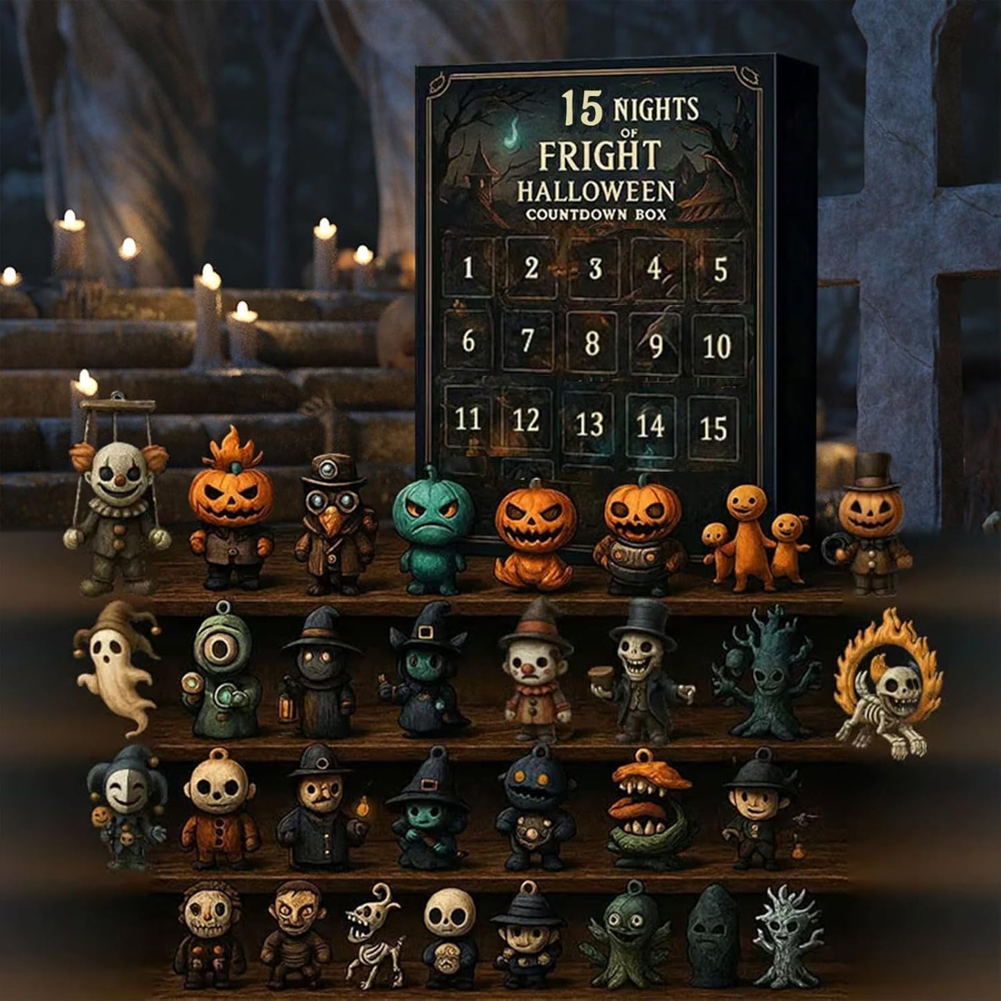 🔥Halloween Early Discount 49% Off🔥 31 Nights of Fright – Halloween Countdown Box with Figurines