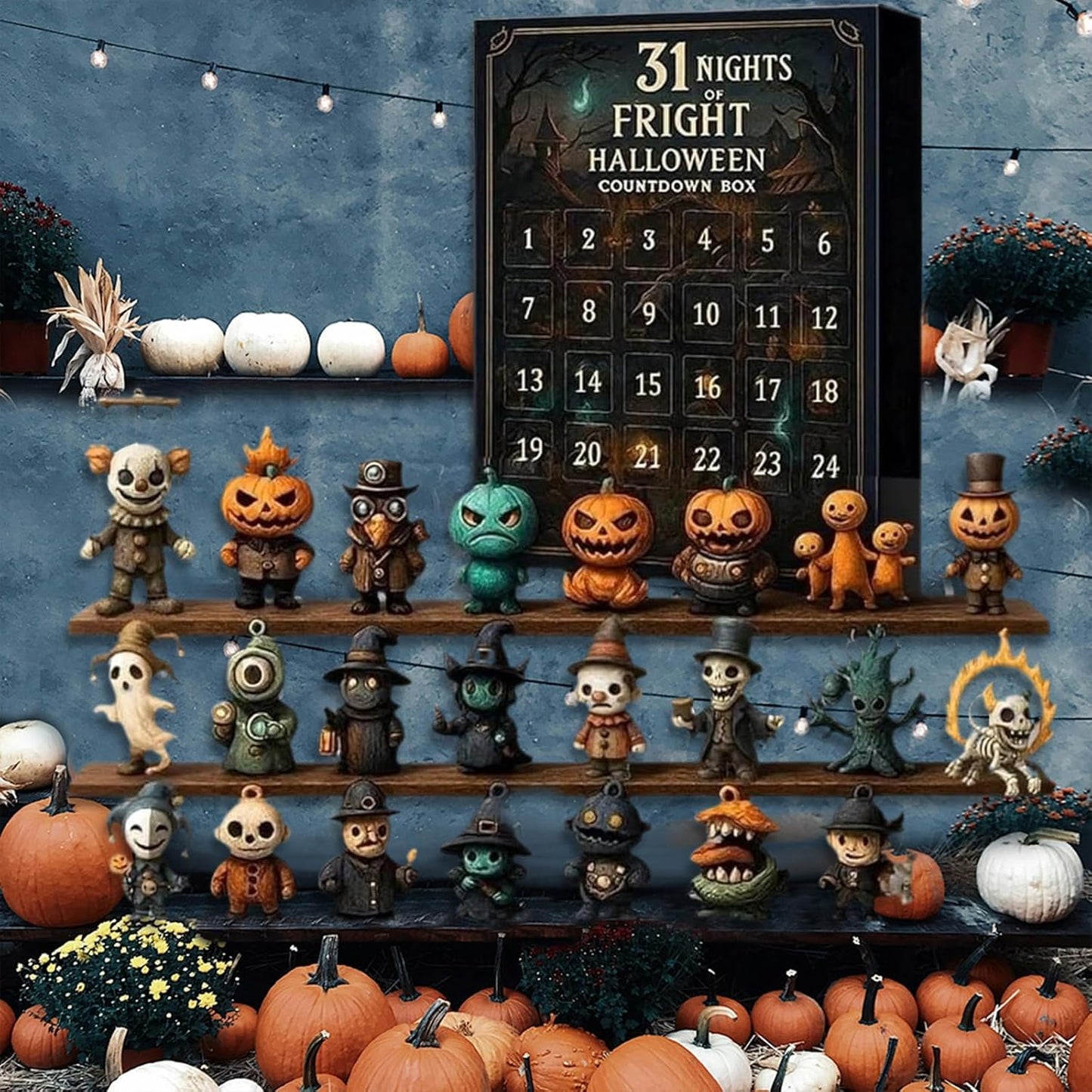 🔥Halloween Early Discount 49% Off🔥 31 Nights of Fright – Halloween Countdown Box with Figurines