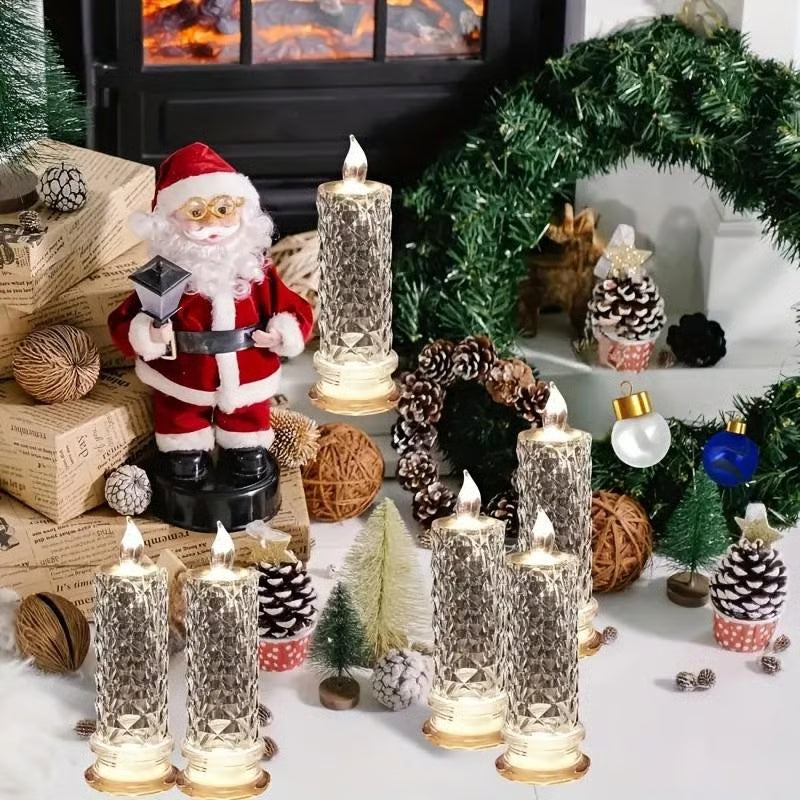 🎁 4-Piece LED Crystal Candleholder Lamp Set - Romantic Desktop Night Light