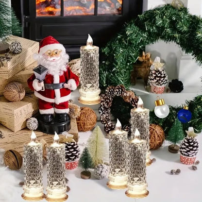 🎁 4-Piece LED Crystal Candleholder Lamp Set - Romantic Desktop Night Light