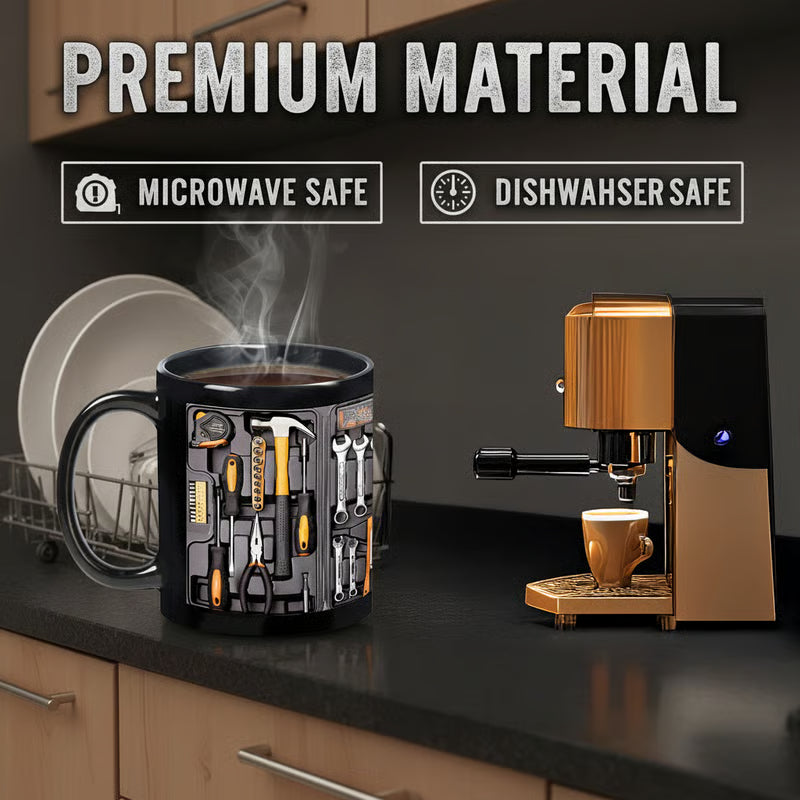 Mug à café en forme de boîte à outils avec un design d'outil 3D réaliste 