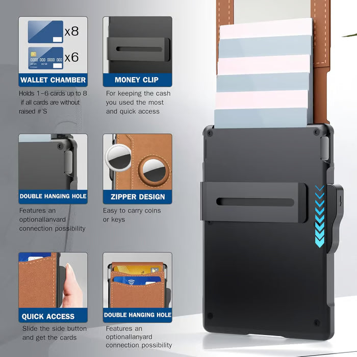 Portefeuille AirTag fin pour homme avec RFID et cartes pop-up 