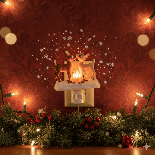 🦌 Rudolph the Red Nosed Reindeer Night Light with Flickering Flame