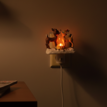 🦌 Rudolph the Red Nosed Reindeer Night Light with Flickering Flame