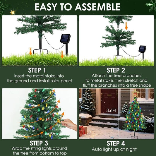 Solar Christmas Tree Lights | Outdoor Solar Holiday Decor