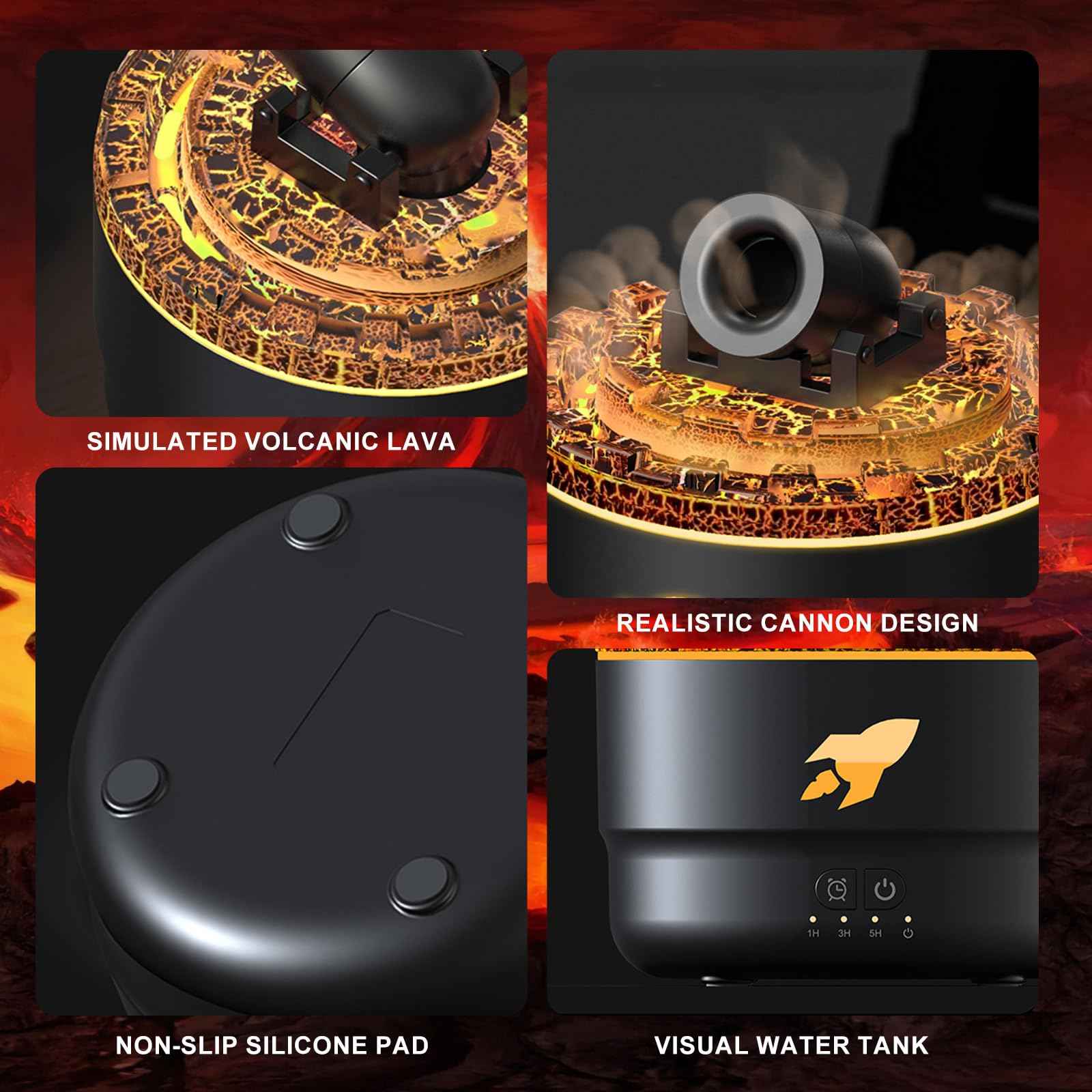 🌋 GleeMart™ Volcanic Lava Aromatherapy Humidifier（280ml）