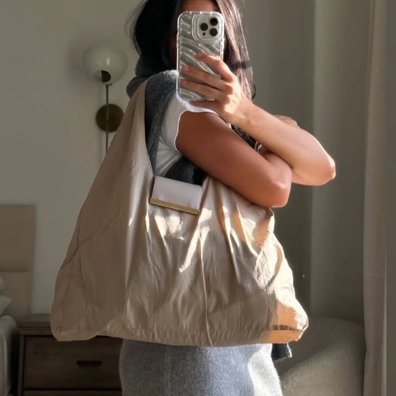 Keychain Foldable Tote Bag with Premium Leather Buckle