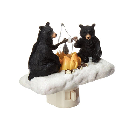 Black Bear Campfire Christmas Night Light – Cozy Holiday Home Décor
