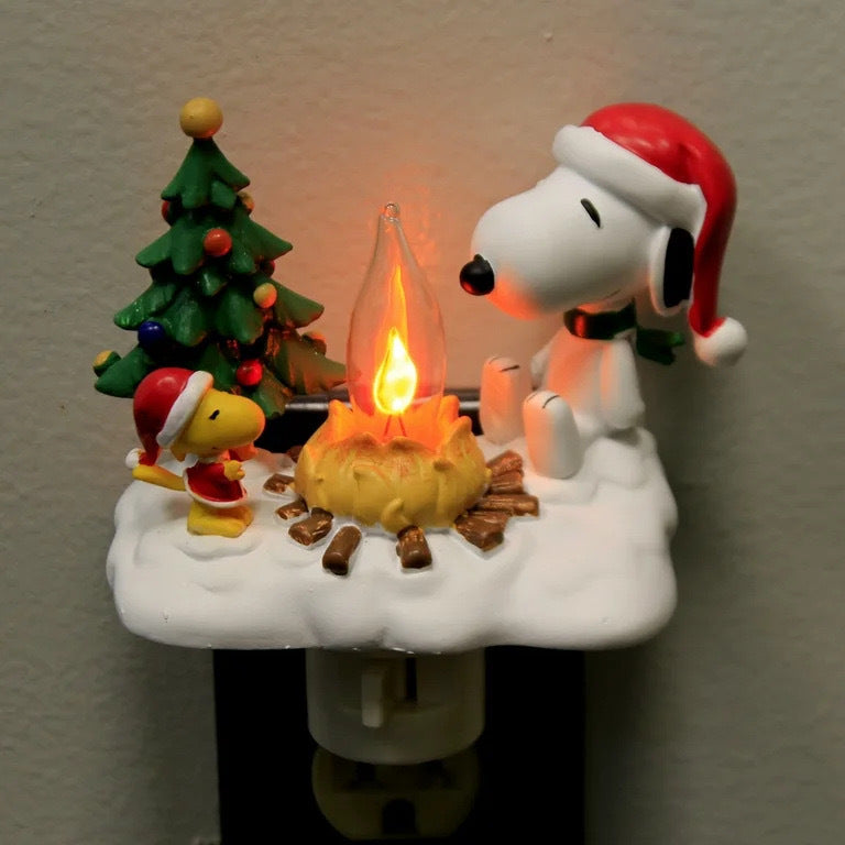 Snoopy and Woodstock Campfire Night Light 🎄