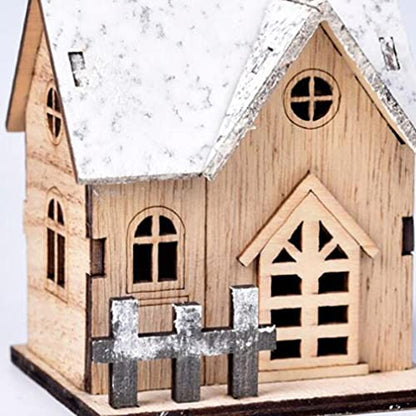 Three Mini Christmas LED Lighted Wooden Cabin Decorations🏠