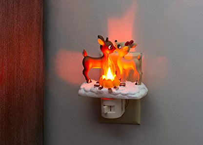 🦌 Rudolph the Red Nosed Reindeer Night Light with Flickering Flame