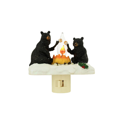 Black Bear Campfire Christmas Night Light – Cozy Holiday Home Décor