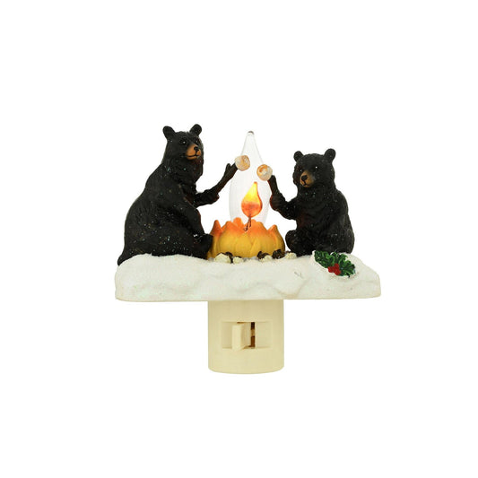 Black Bear Campfire Christmas Night Light – Cozy Holiday Home Décor