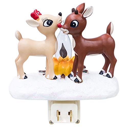 🦌 Rudolph the Red Nosed Reindeer Night Light with Flickering Flame - GleeMart