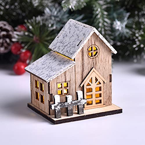 Three Mini Christmas LED Lighted Wooden Cabin Decorations🏠