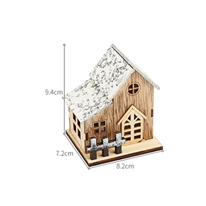 Three Mini Christmas LED Lighted Wooden Cabin Decorations🏠