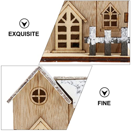 Three Mini Christmas LED Lighted Wooden Cabin Decorations🏠