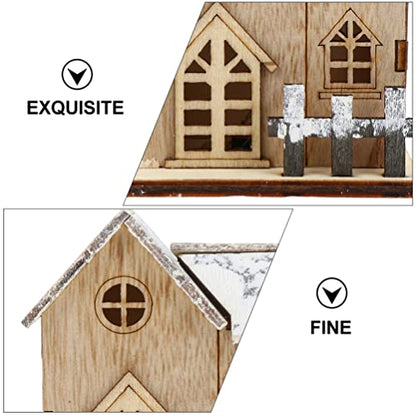 Three Mini Christmas LED Lighted Wooden Cabin Decorations🏠