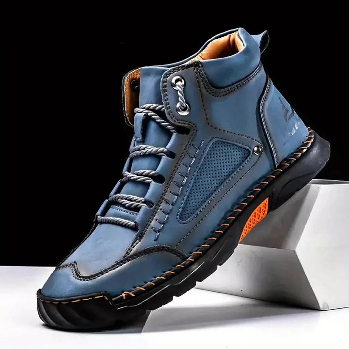Men's Comfortable Handmade Leather Boots – Waterproof, Arch Support, Pressure Relief, Spacious Toe Box Outdoor Leather Shoes