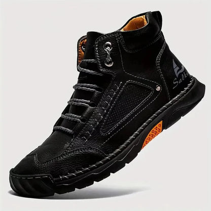 Men's Comfortable Handmade Leather Boots – Waterproof, Arch Support, Pressure Relief, Spacious Toe Box Outdoor Leather Shoes