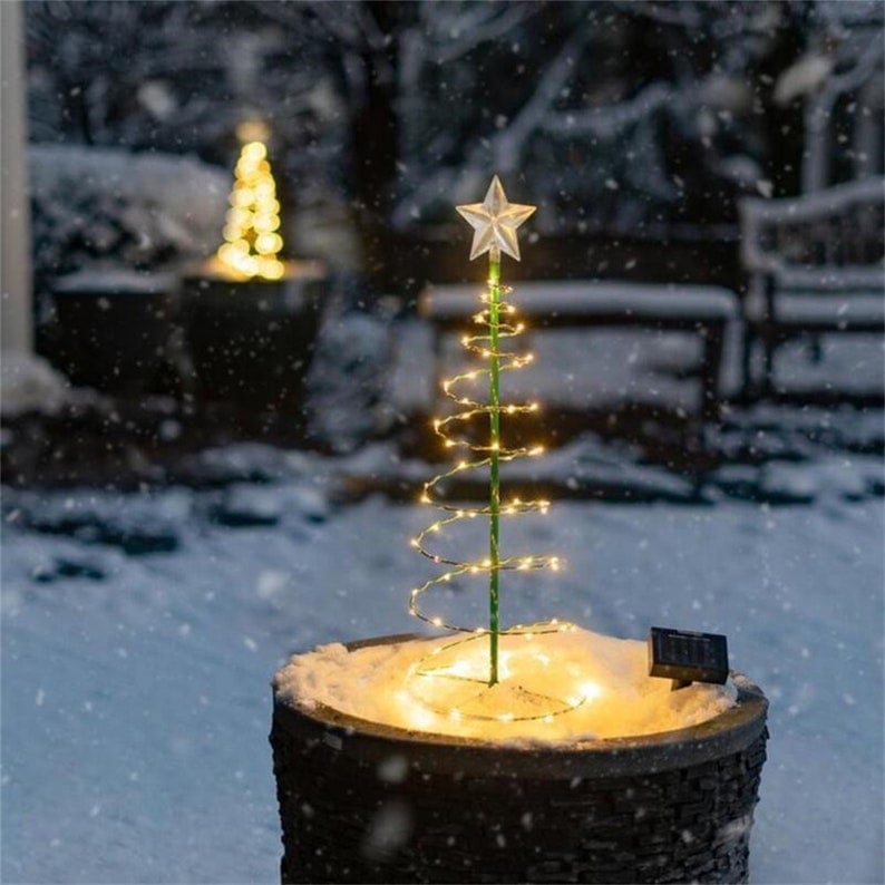 Solar Metal LED Christmas Tree – Waterproof Outdoor Xmas Garden Light