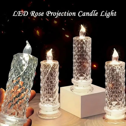 🎁 4-Piece LED Crystal Candleholder Lamp Set - Romantic Desktop Night Light