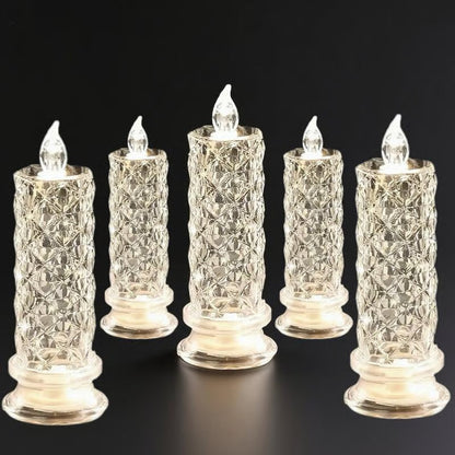 🎁 4-Piece LED Crystal Candleholder Lamp Set - Romantic Desktop Night Light
